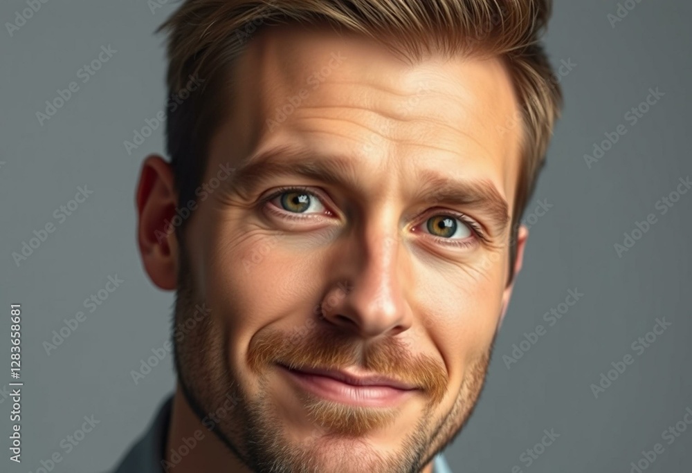 Photorealistic portrait of a man with thoughtful expression Photorealistic portrait of a man with thoughtful expression