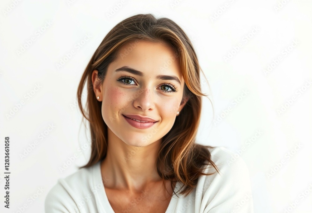 Photorealistic portrait of a female with freckled face Photorealistic portrait of a female with freckled face
