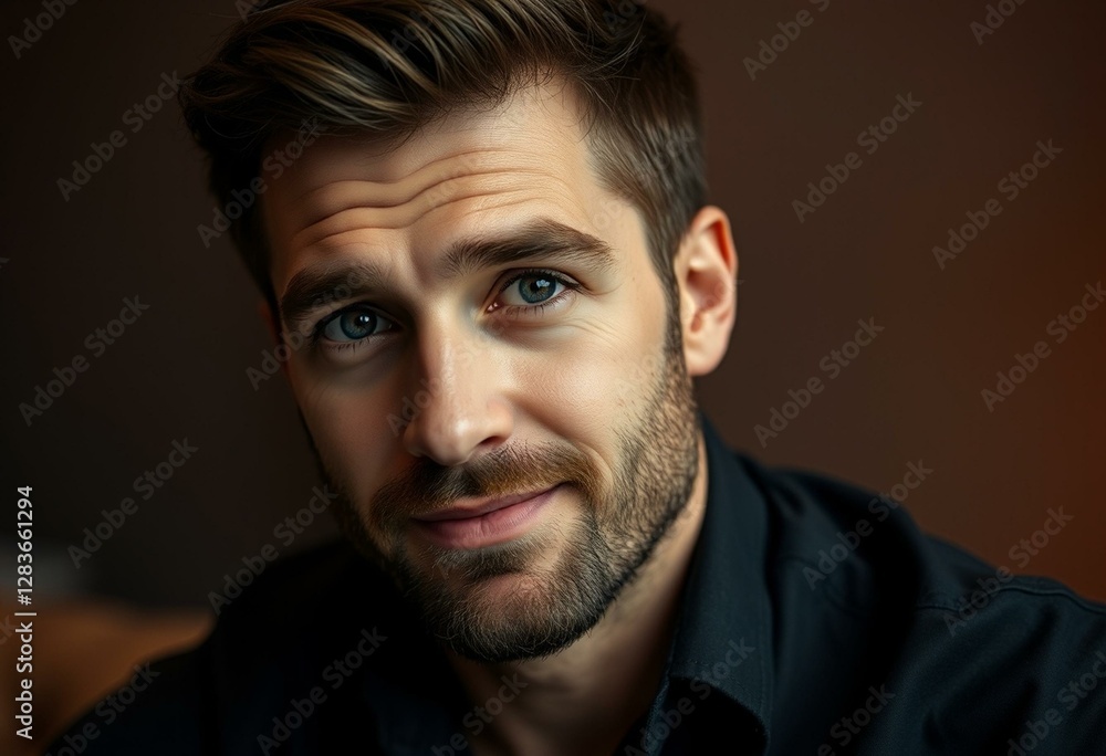 Fototapeta premium Photorealistic portrait of a contemplative man