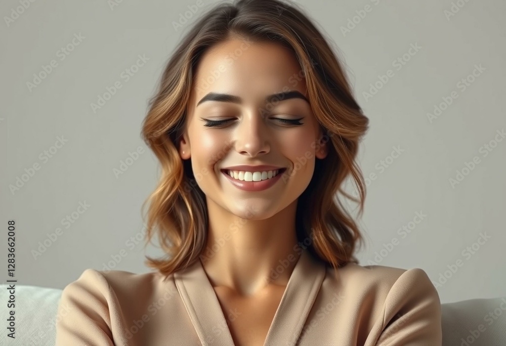 Obraz premium Female portrait with eyes closed, relaxing