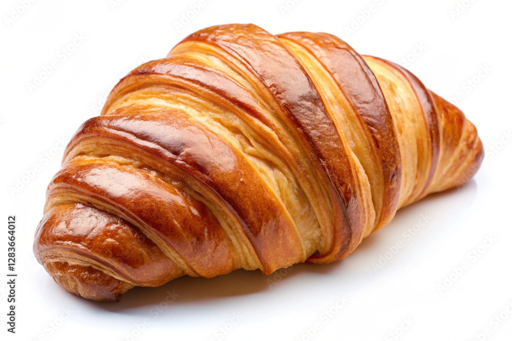 Golden Croissant: This close-up photograph captures the appetizing details of a freshly baked croissant with a flaky, golden-brown exterior, revealing its delicate layers. Golden Croissant: This close-up photograph captures the appetizing details of a freshly baked croissant with a flaky, golden-brown exterior, revealing its delicate layers.