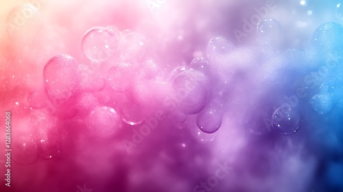 Colorful Bubbles Float in a Dreamy Haze