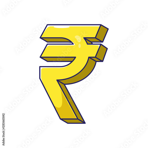 Gold Indian currency icon and symbol cartoon illustration vector with flat style concept isolated on white background. Rupee.