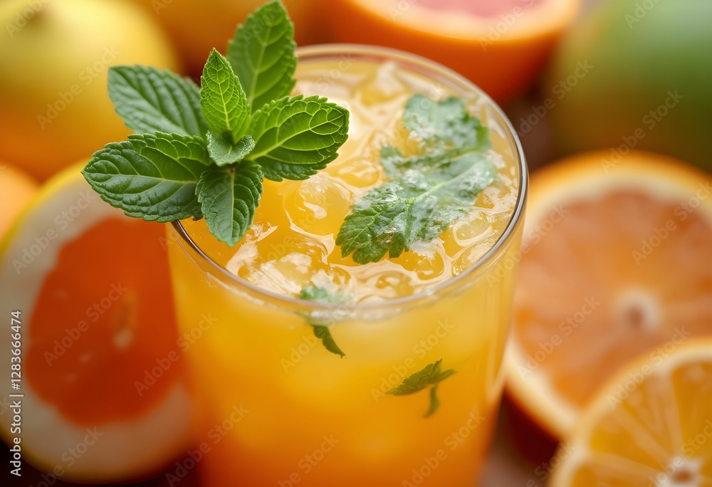 Refreshing Citrus Mocktail with Fresh Mint and Vibrant Fruit Garnish Refreshing Citrus Mocktail with Fresh Mint and Vibrant Fruit Garnish