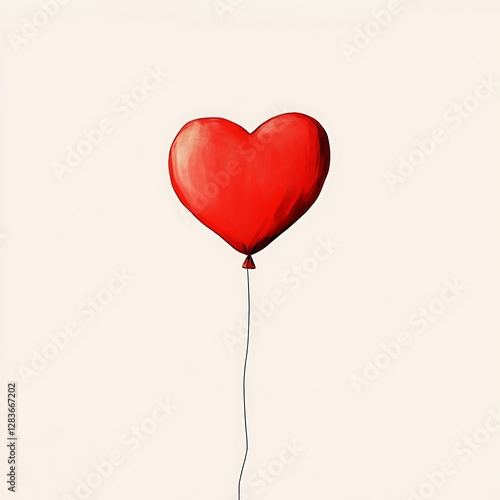 Red Heart-Shaped Balloon Minimalist Photography