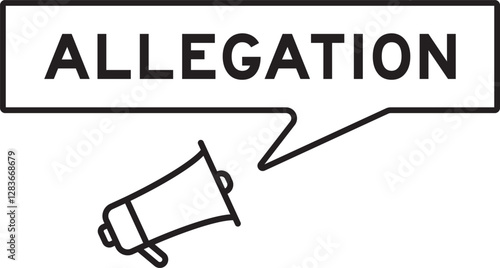 Megaphone icon with speech bubble in word allegation on white background
