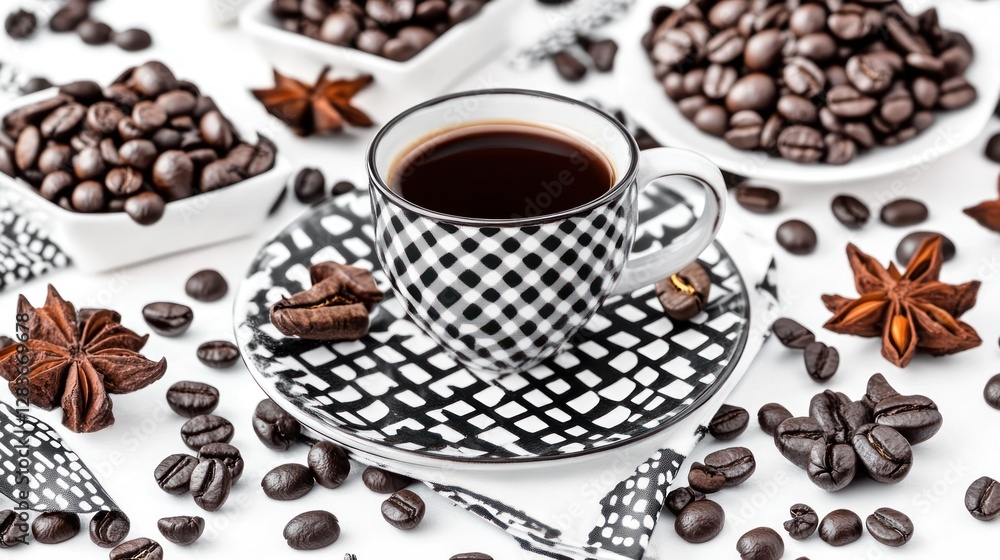 Obraz premium Aromatic Coffee Break: Black and White Elegance