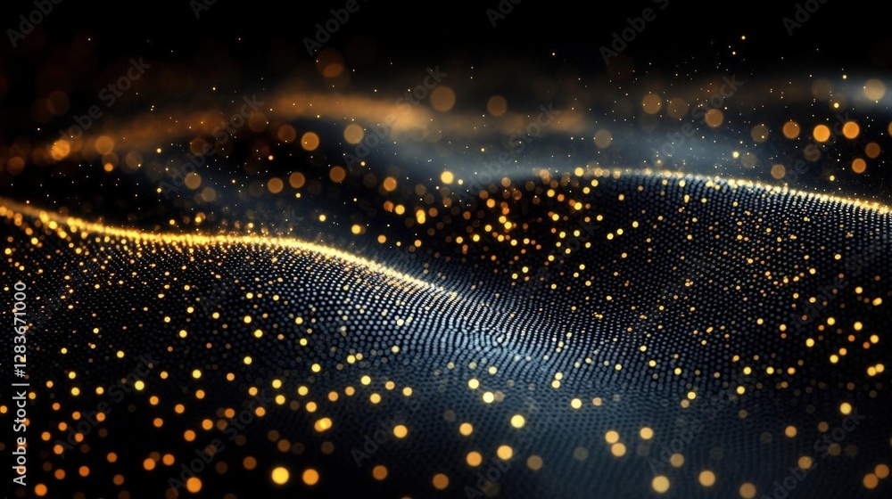 Abstract Glowing Particles Design With Gold And Black Colors Abstract Glowing Particles Design With Gold And Black Colors
