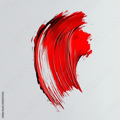 Abstract Red Paint Brush Strokes on Light Grey Background