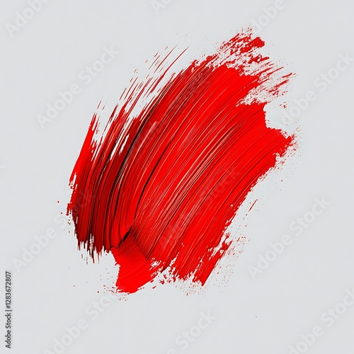 Abstract Red Paint Brush Strokes on Light Grey Background