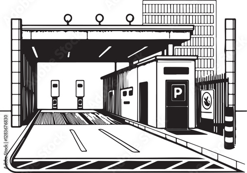 Isolated black parking entrances icon Vector, black parking entrances Silhouette,black parking entrances icon set, black parking entrances for logo,color black parking entrances Vector illustration