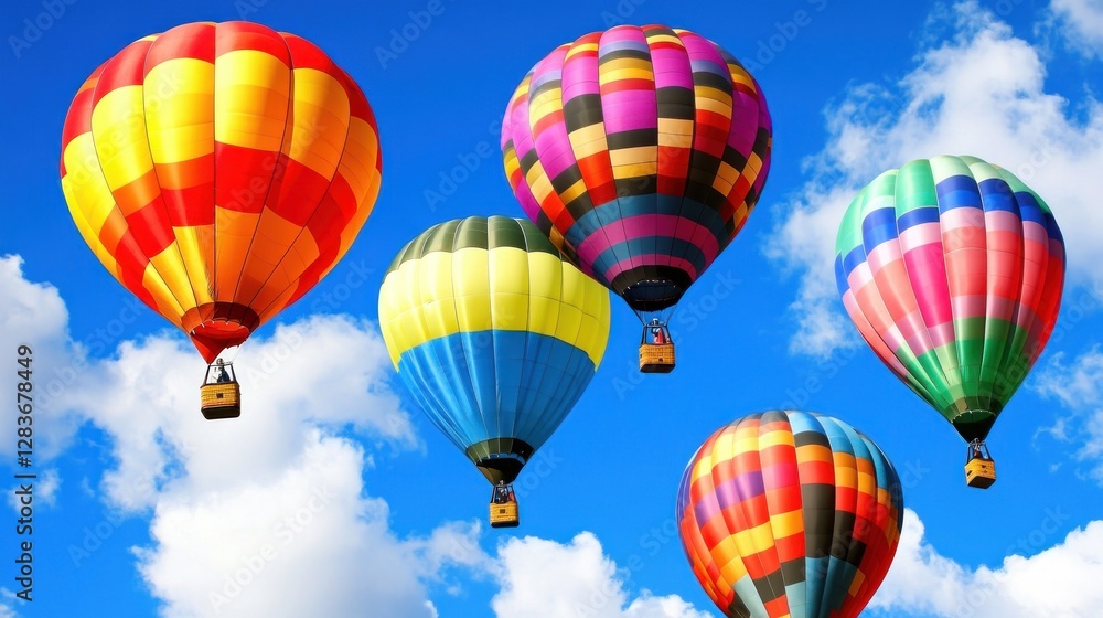 Fototapeta premium Colorful Hot Air Balloons Soaring Through a Vivid Sky