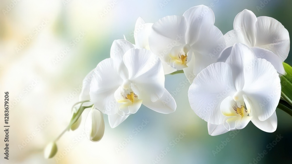 Fototapeta premium Captivating Close-up of Exquisite White Orchids