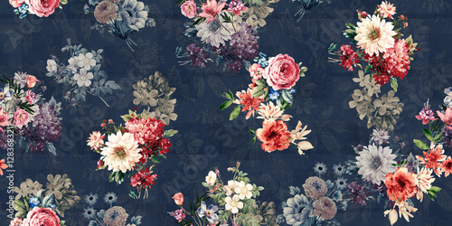 flower allover design print pattern with all colour bachground
