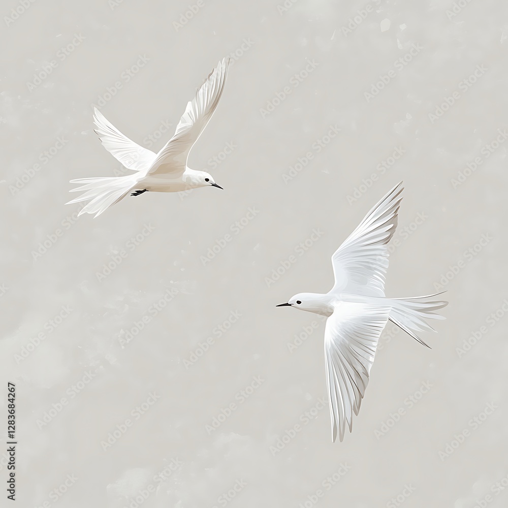 Obraz premium Birds Flying on Gray Background Banner
