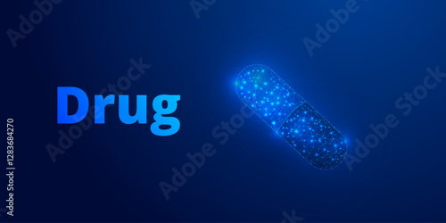Low Poly Medicine Capsules Abstract Digital Background for Pharmaceutical and Health Concepts