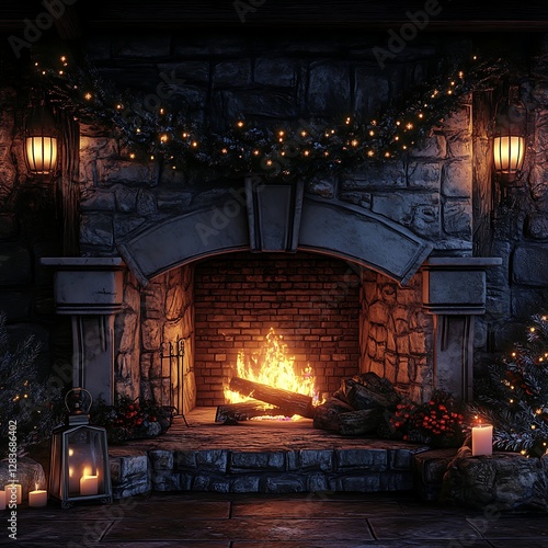 Cozy Fireplace Lantern Warmth Glow Ambiance