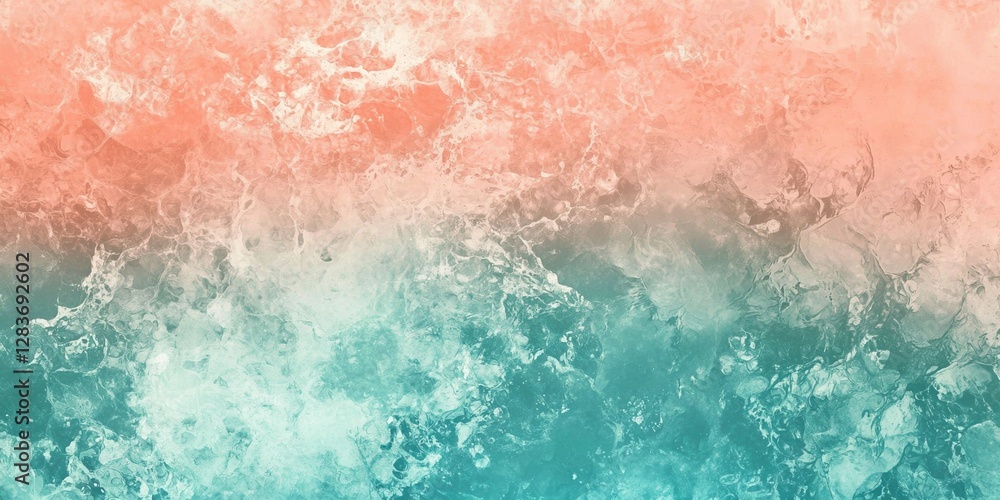 Obraz premium Beautiful pastel peach and teal gradient background with an ocean waves texture