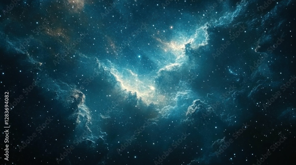 Obraz premium Cosmic nebula, swirling nebulae, star-filled space, galactic clouds, vast space