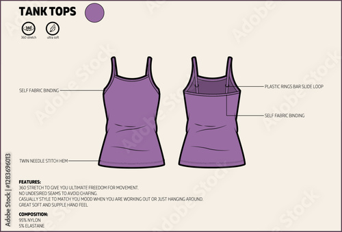Women Sports Purple Tank Top Technical Tech Pack.