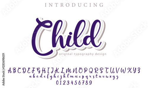 Child Font Stylish brush painted an uppercase vector letters, alphabet, typeface