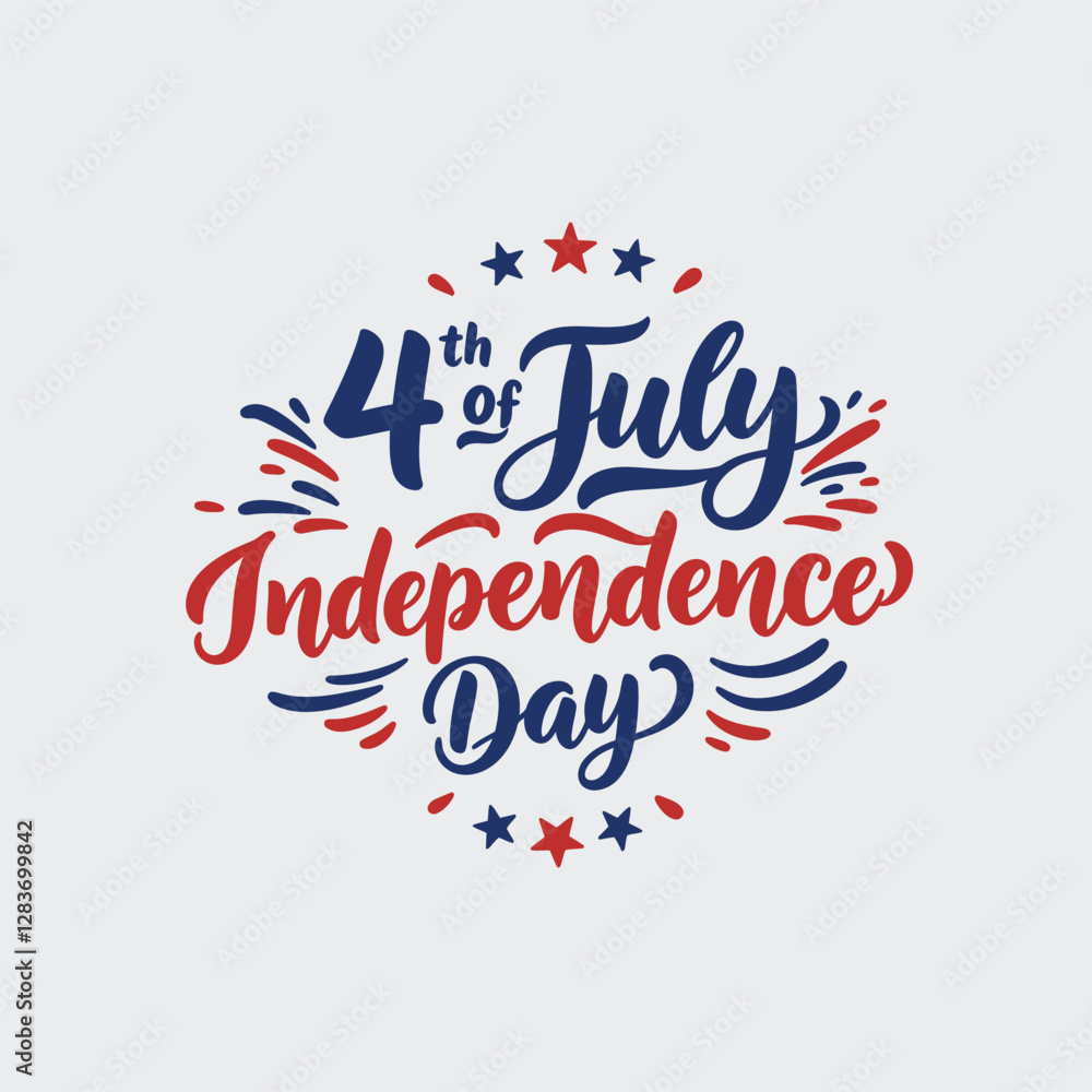 Fototapeta premium 4th of july independence day lettering typography