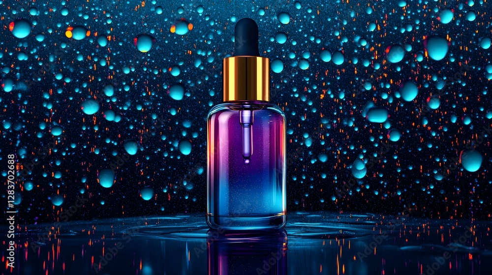 A deeply hydrating facial serum infused with Tremella Mushroom and Squalane, featuring delicate oil droplets in soft focus, evoking a rich moisture-boosting skincare concept.