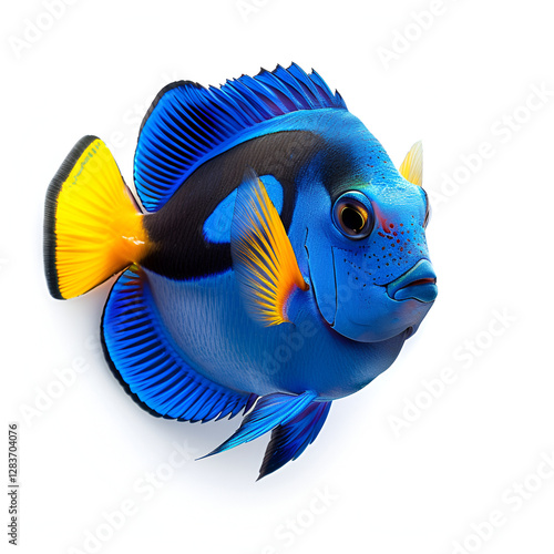 Fish surgeon blue Dory of cartoon finding nemo tropical fish isolated on white background ,Blue angelfish isolated on white background
