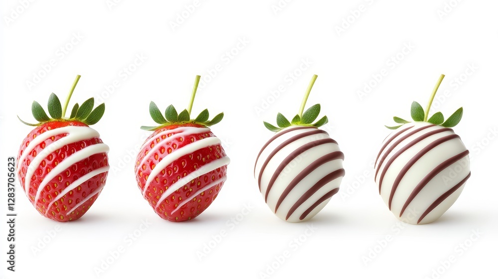 Fototapeta premium Fresh Strawberries Coated in White and Dark Chocolate Decorations