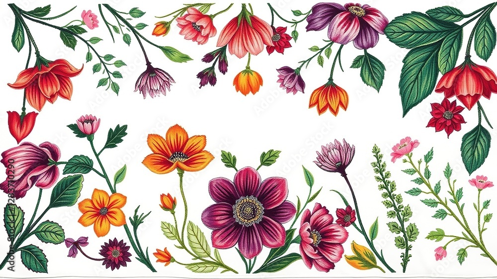 Obraz premium Botanical Beauty: Intricate Hand-Painted Herb Rugs