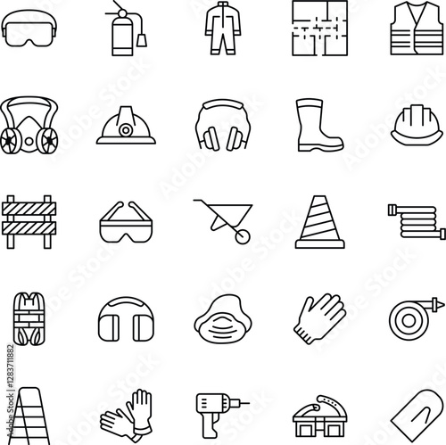 Safety Equipment Outline Vector Icons Pack
