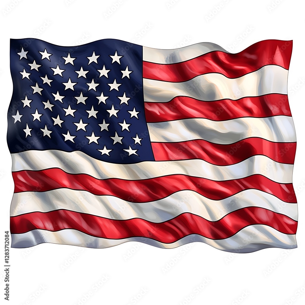 Fototapeta premium Patriotic Waving American Flag in Red, White, and Blue Stripes