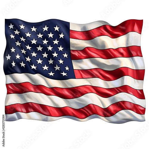 Patriotic Waving American Flag in Red, White, and Blue Stripes