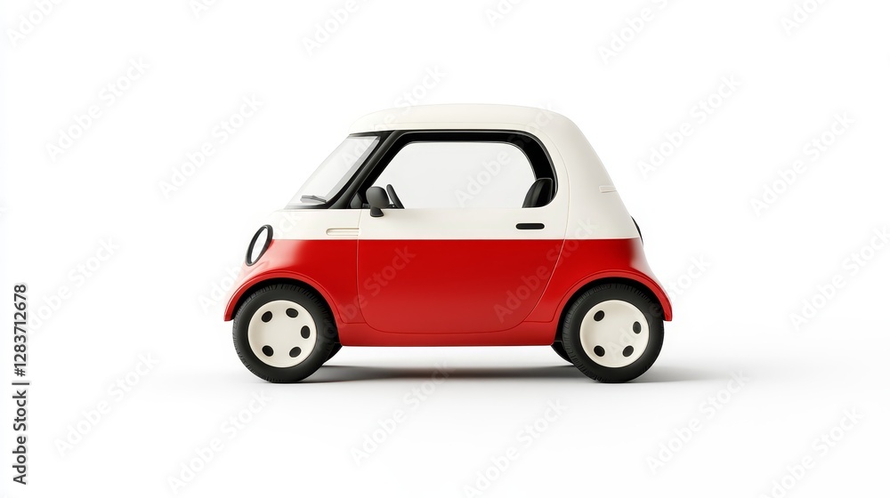 Compact Retro Car Design with Red and White Color Scheme Compact Retro Car Design with Red and White Color Scheme