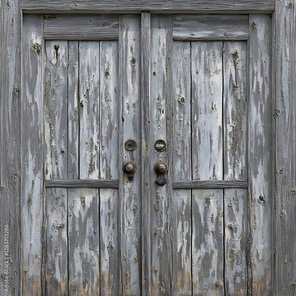 High-Quality Weathered Gray Wooden Door Design with Ai Generative Technology High-Quality Weathered Gray Wooden Door Design with Ai Generative Technology