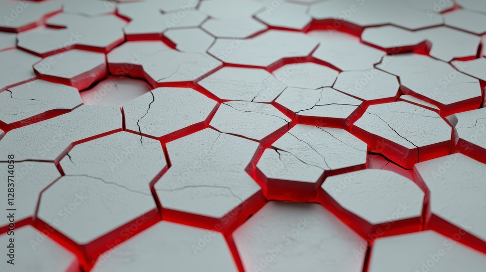 Abstract Futuristic White Hexagonal Background with Cracks and Glow Abstract Futuristic White Hexagonal Background with Cracks and Glow