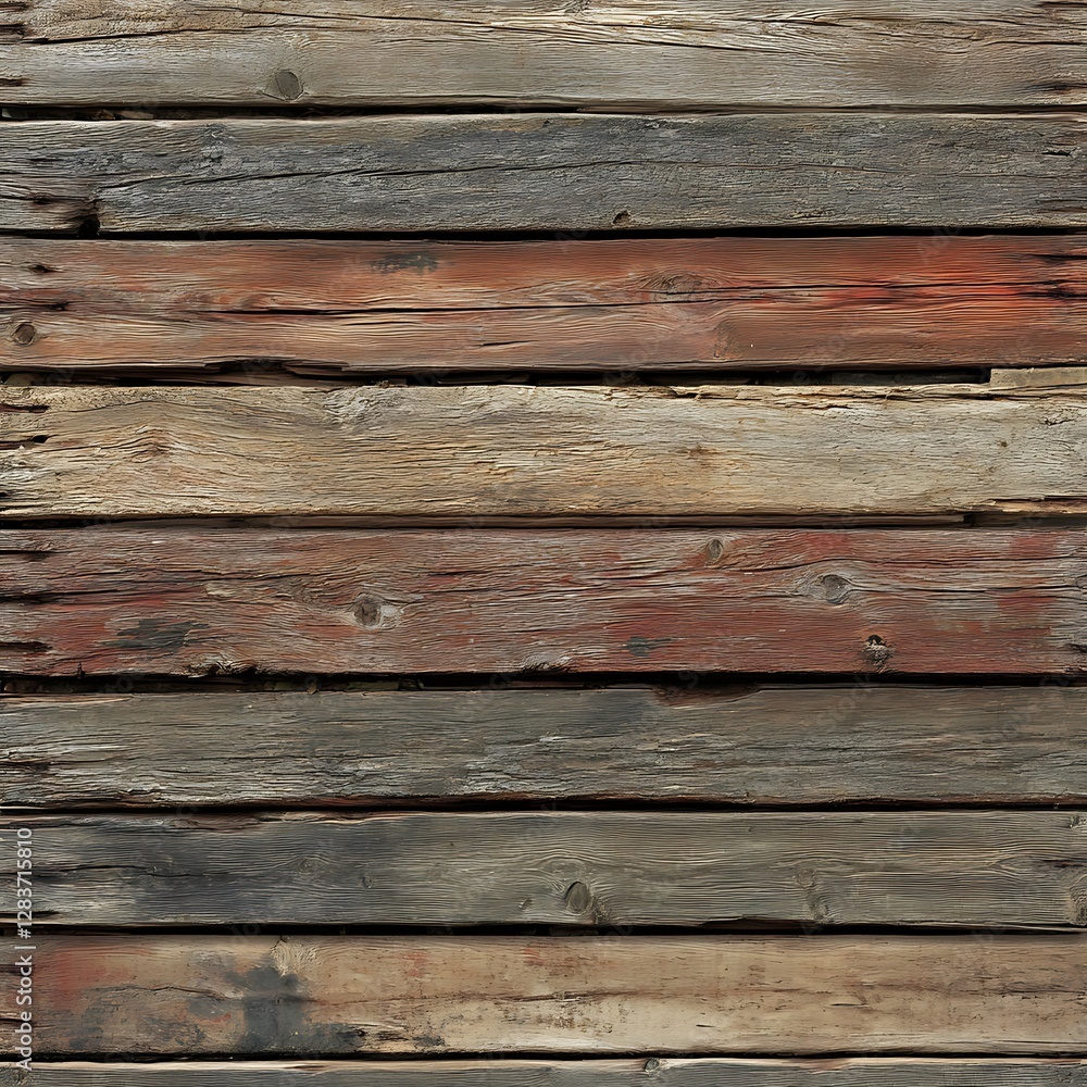 Fototapeta premium Weathered Wooden Plank Texture Ai Generative Top View