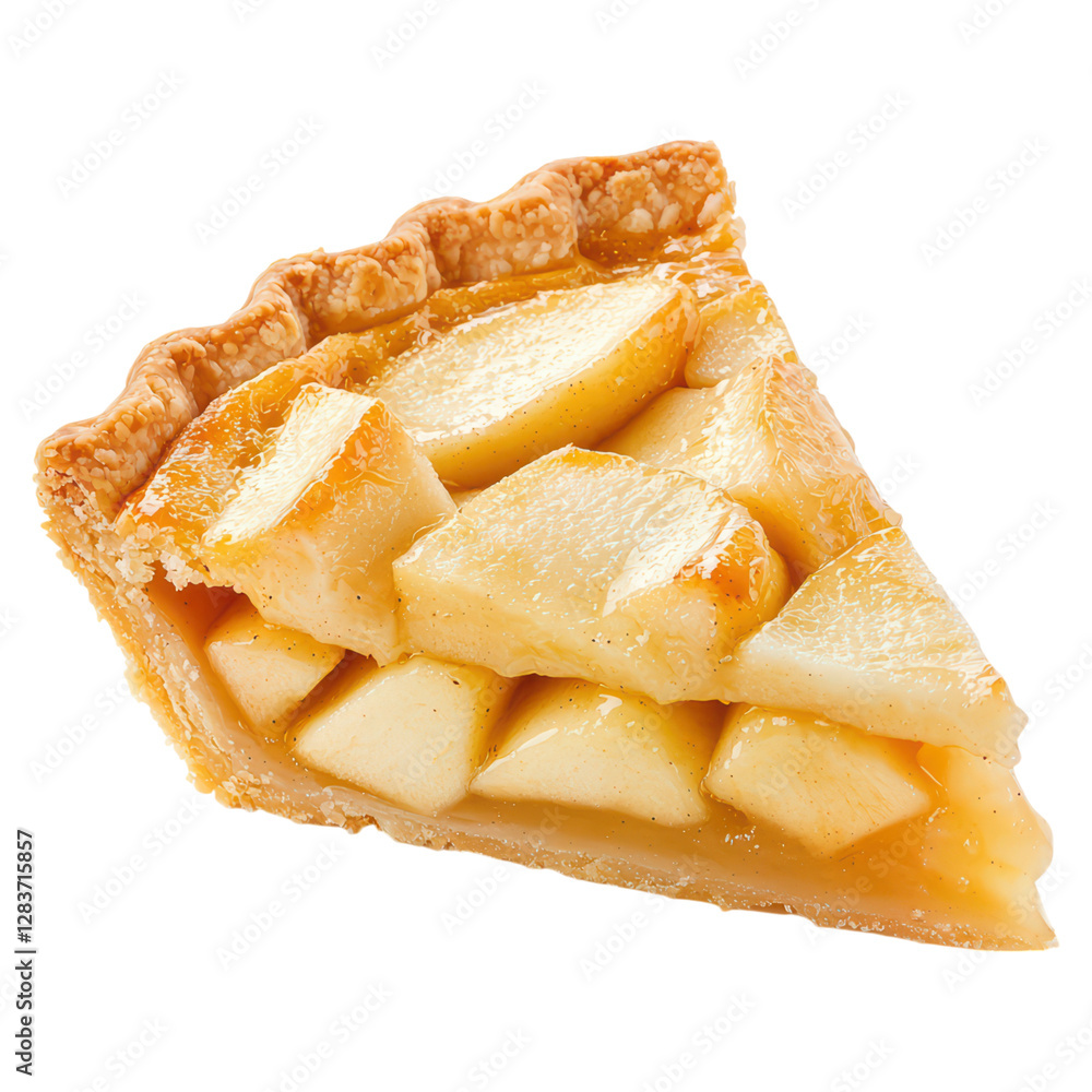 Delicious apple pie slice with golden crust , Food, isolated on transparent background Delicious apple pie slice with golden crust , Food, isolated on transparent background