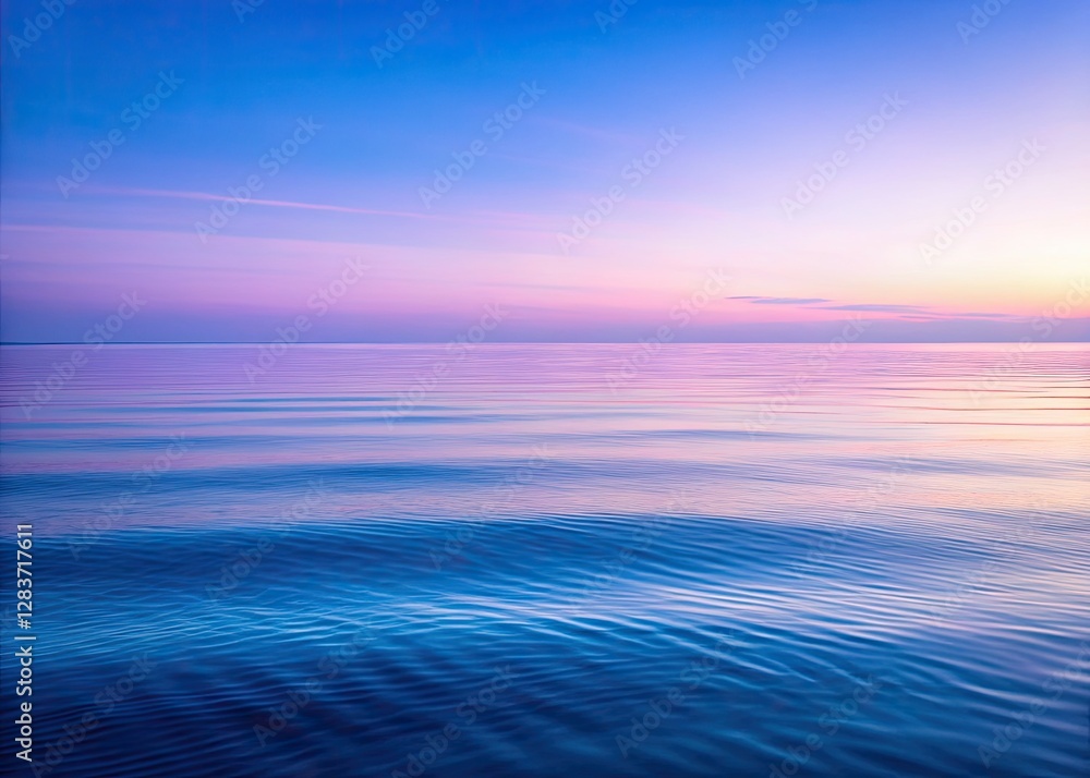 Obraz premium Serene ocean gradient: minimalist seascape, peaceful purple blue.