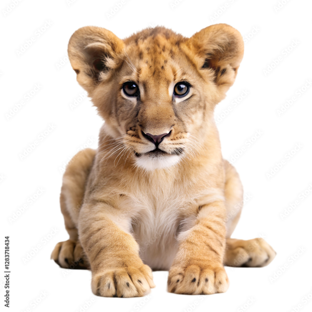 Fototapeta premium Lion cub isolated on transparent background