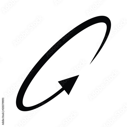 Oval circle rotate arrow icon. Ellipse orbit line arrow symbol. Oval circumference sign. Vector illustration isolated on white background.