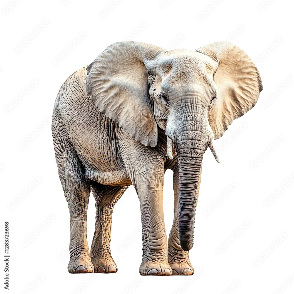 Obraz premium Elephant full body isolated on clean and clear white background