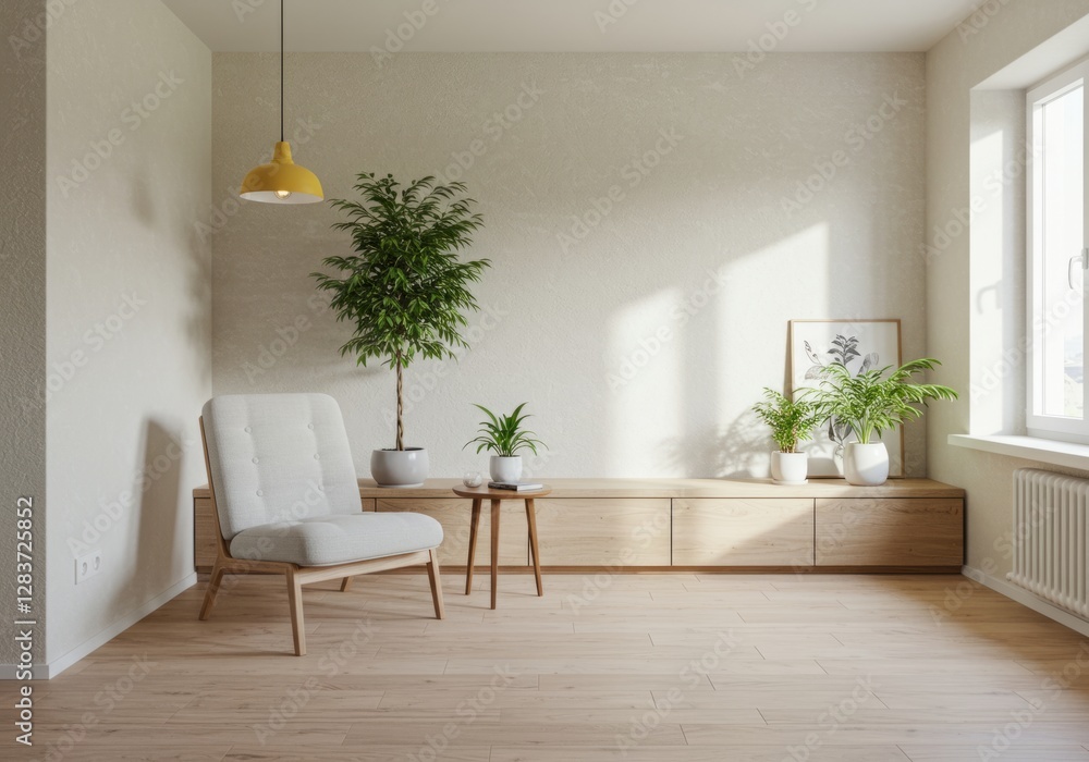 Modern Minimalist Living Space with Natural Elements Modern Minimalist Living Space with Natural Elements