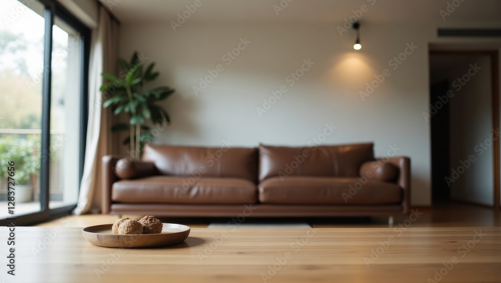 Luxurious modern leather sofa in an elegant interior setting Luxurious modern leather sofa in an elegant interior setting