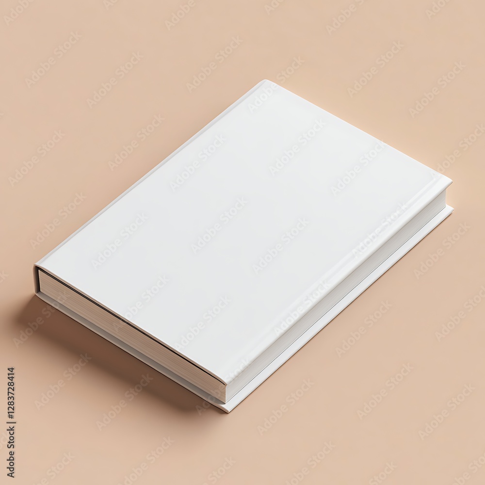 Fototapeta premium Elegant White Hardcover Portfolio Book on Beige Textured Background