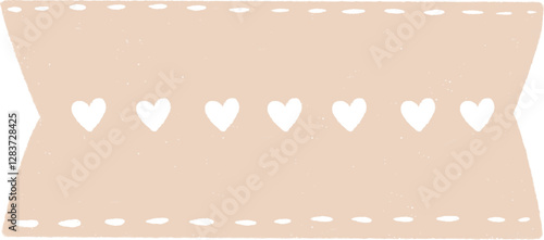 Minimalist beige tag with heart cutout design, perfect for journaling, scrapbooking, and decorations.