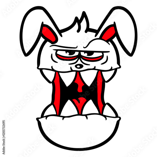 Bunny Monster Evil Dangerous Cool Halloween Horror Design Lover Art Vector Illustration Card T-Shirt Poster Sticker Graphic Print Decorative Drawing Isolated Logo Decoration Symbol Creative Cool Style