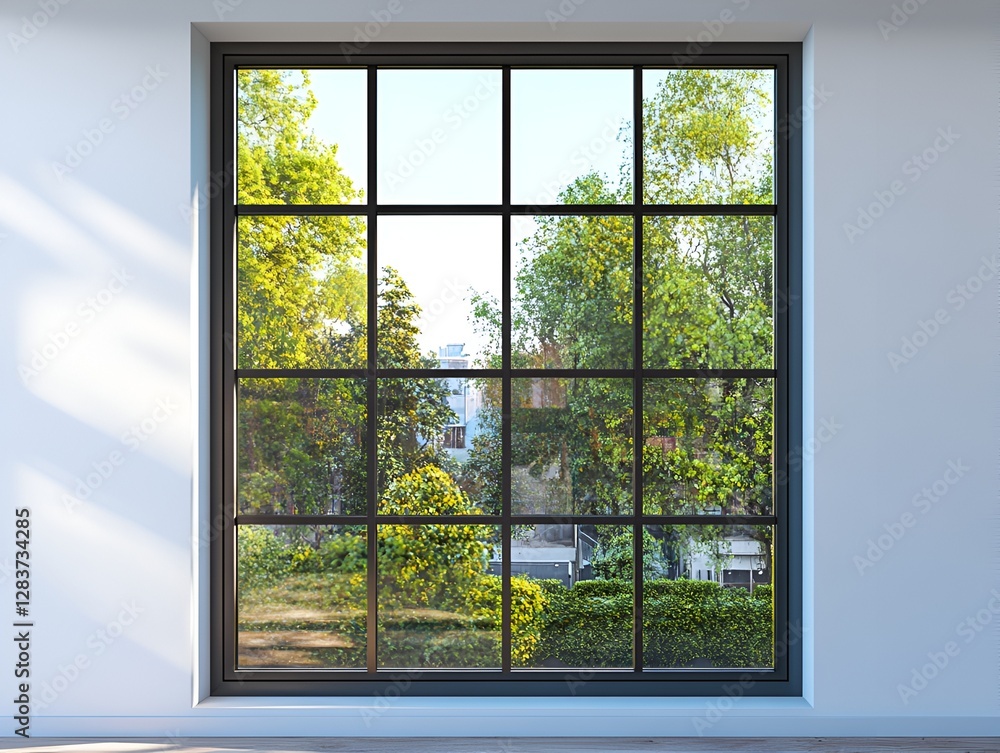 Fototapeta premium Modern Interior with Open Doorway and Scenic Sky View