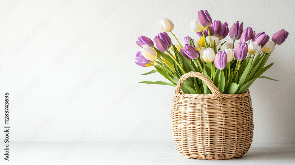 Obraz premium Fresh Spring Flowers in Vase Celebrating International Women's Day with Soft Pastel Tones and Contemporary Elegance
