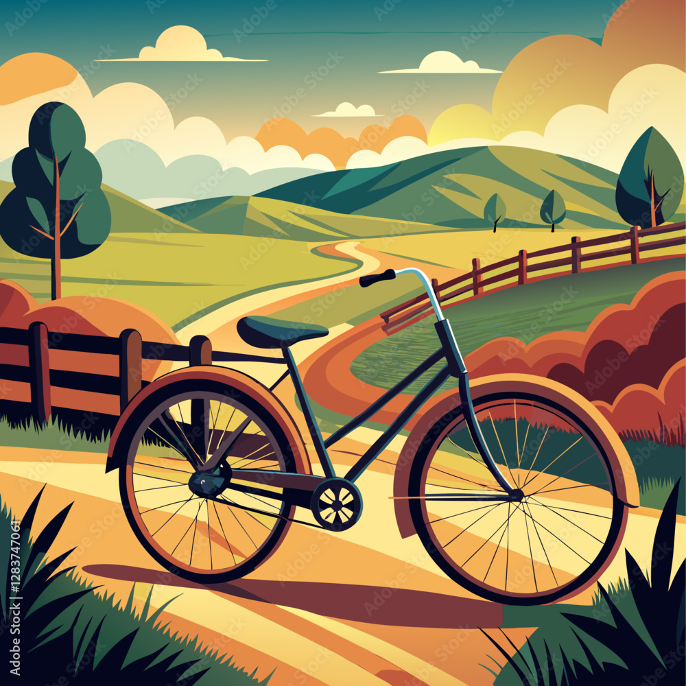 Fototapeta premium Eco-friendly transportation concept on world car-free day with vintage bicycle design